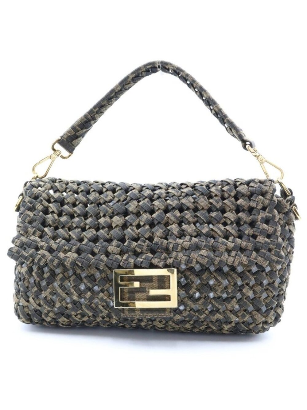 Fendi Mamma Bucket Handbag Jacquard Canvas Brown